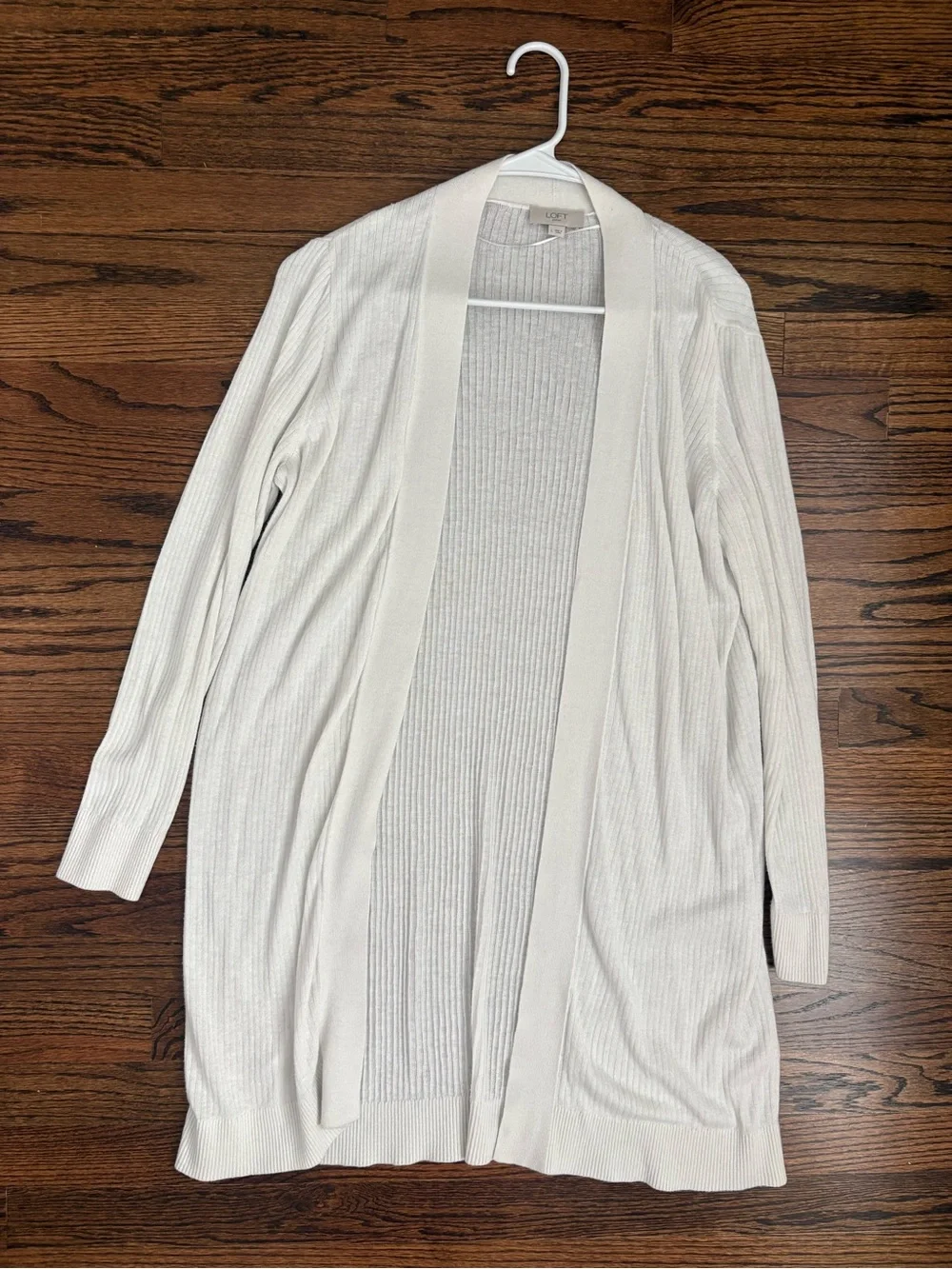 LOFT Open-Front Ribbed Long Duster Cardigan Sweater - Picture 2 of 6
